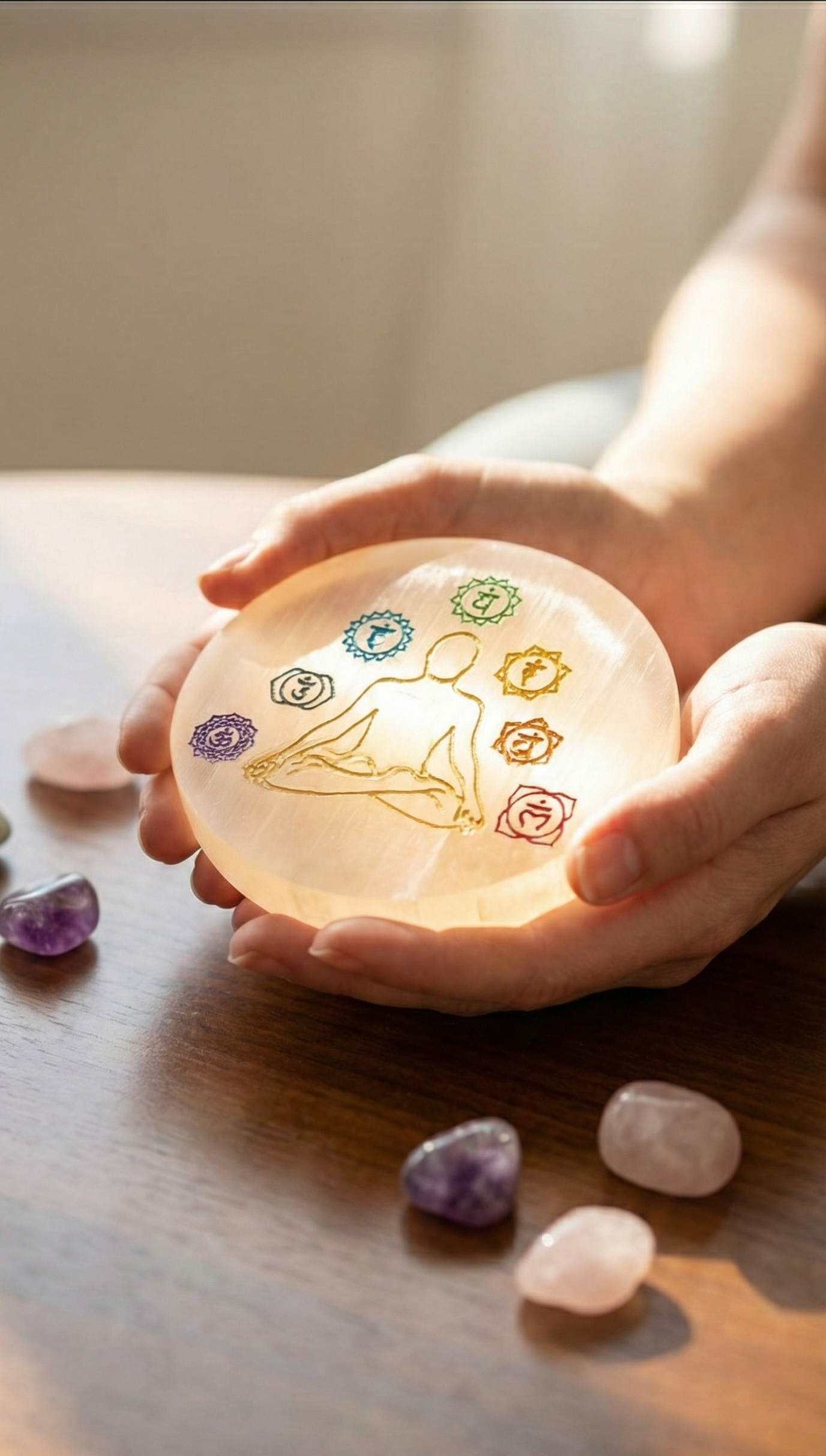7 Chakra selenite plate
