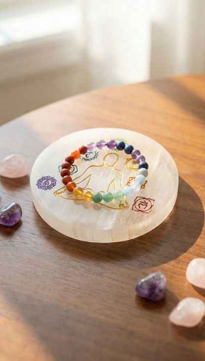 7 Chakra selenite plate