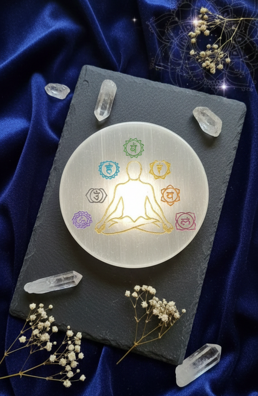 7 Chakra selenite plate