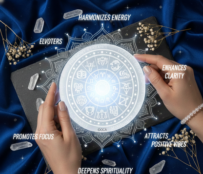 Natural Selenite Zodiac Charging Plate