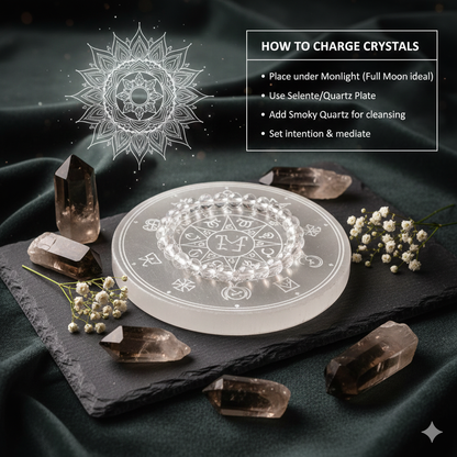 Natural Selenite Zodiac Charging Plate