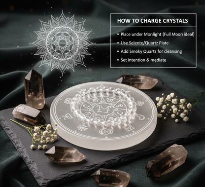 Natural Selenite Zodiac Charging Plate