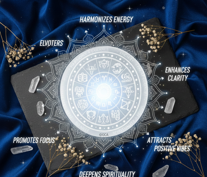 Natural Selenite Zodiac Charging Plate